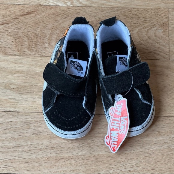 VANS Sk8-Hi Old Skool Animal Faces Checkerboard Crib Shoes Baby Sz 4 Hook & Loop - Picture 5 of 11